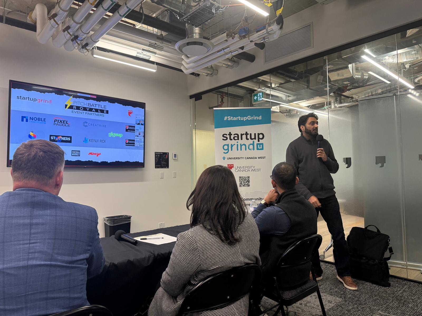 Pitch presentation in front of judges at UCW