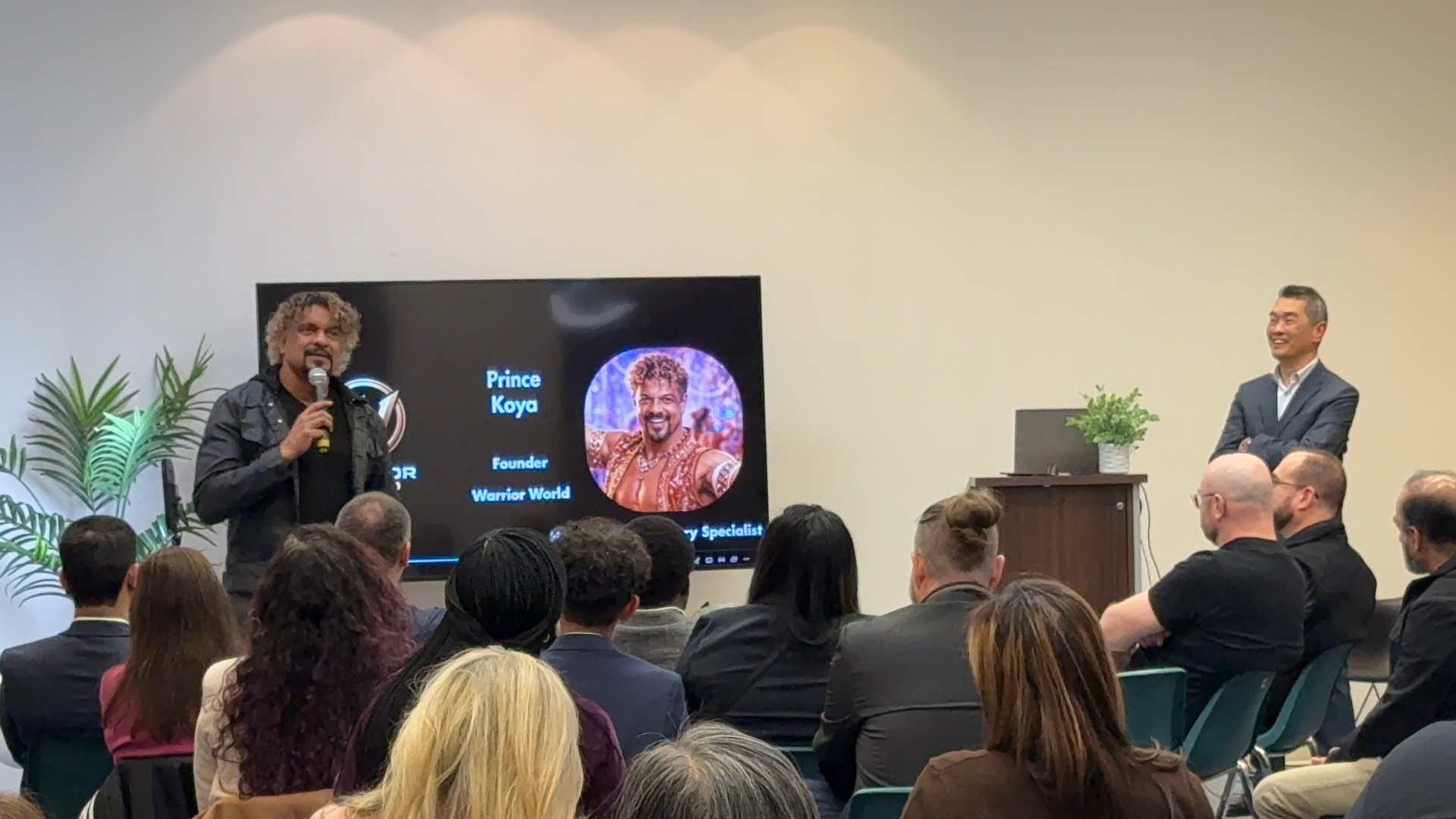 Warrior World founder Prince Koya speaking to summit attendees